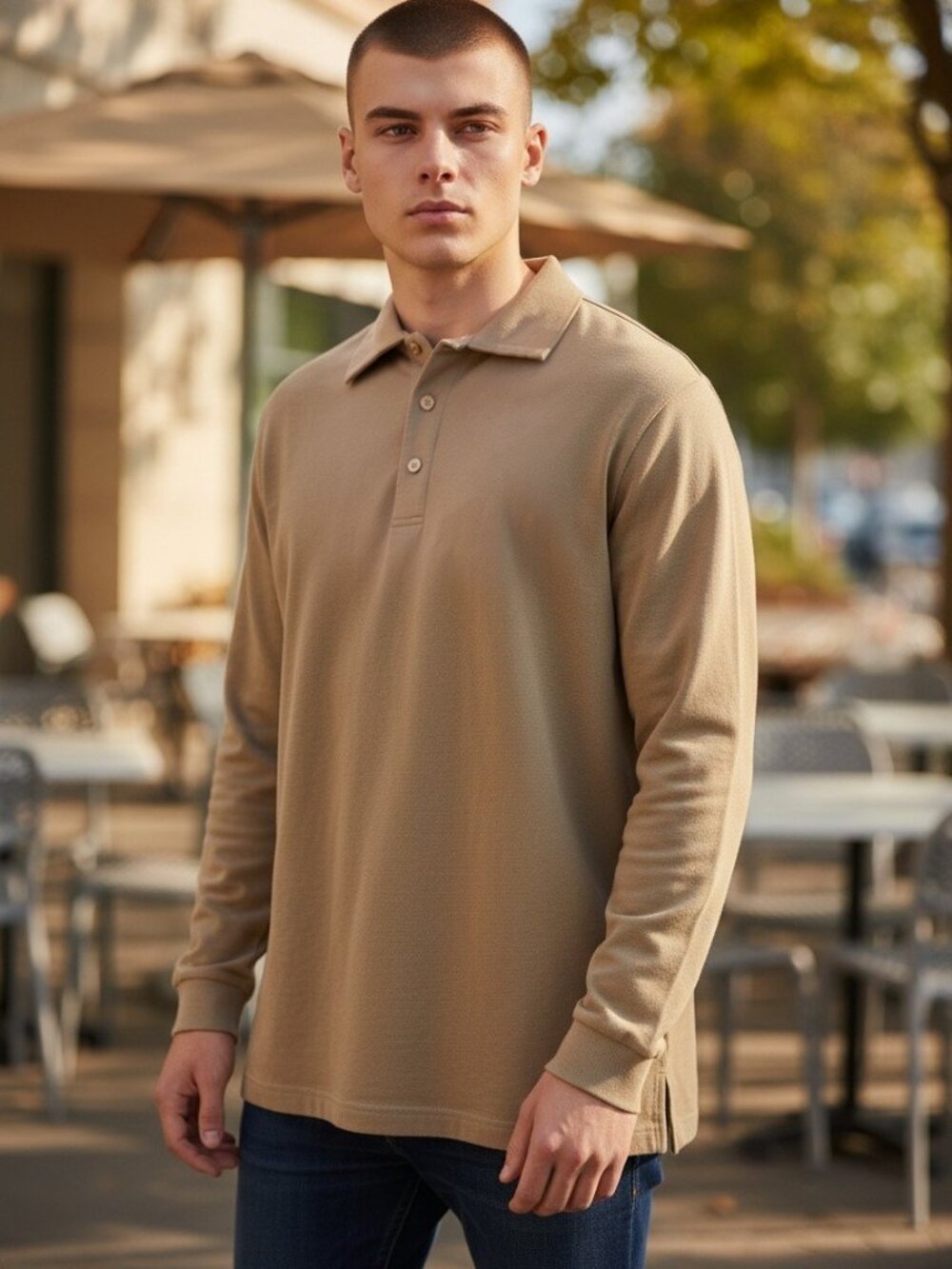 EDWARD'S Men's Long Sleeve Polo Shirt